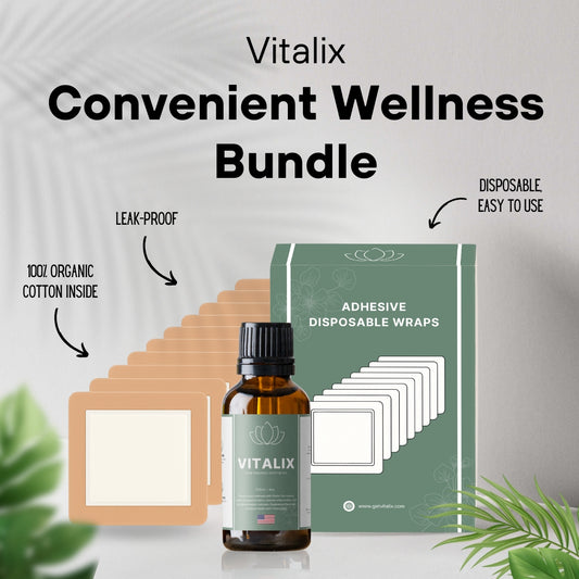 Vitalix Convenient Wellness Bundle (10pc Adhesive Wraps + Castor Oil)